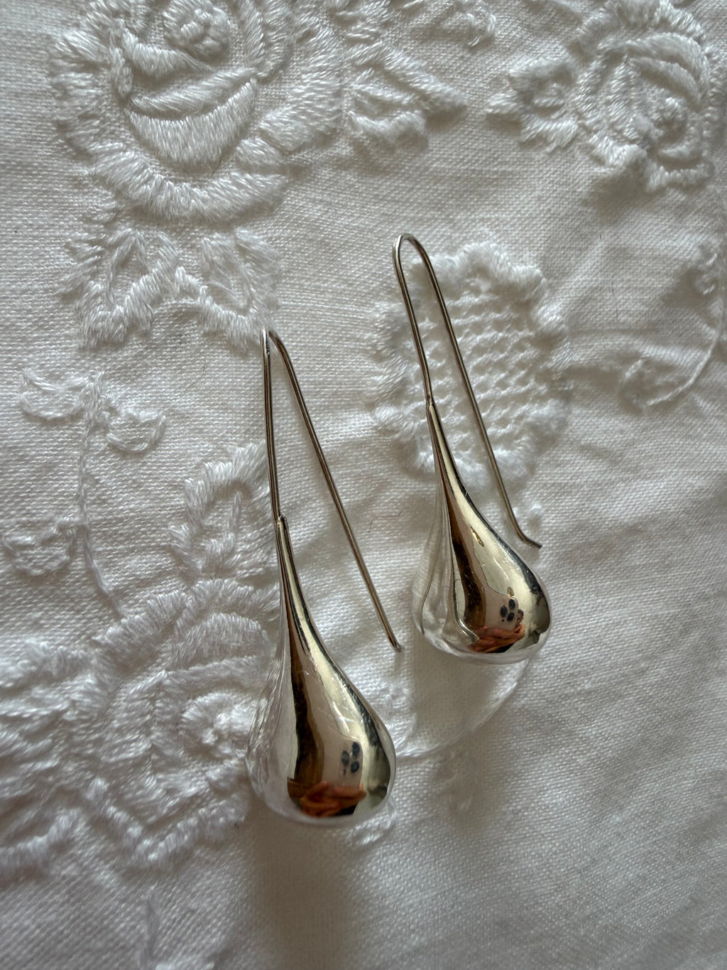 Vintage 925 silver drop earrings teardrop pendants 90s