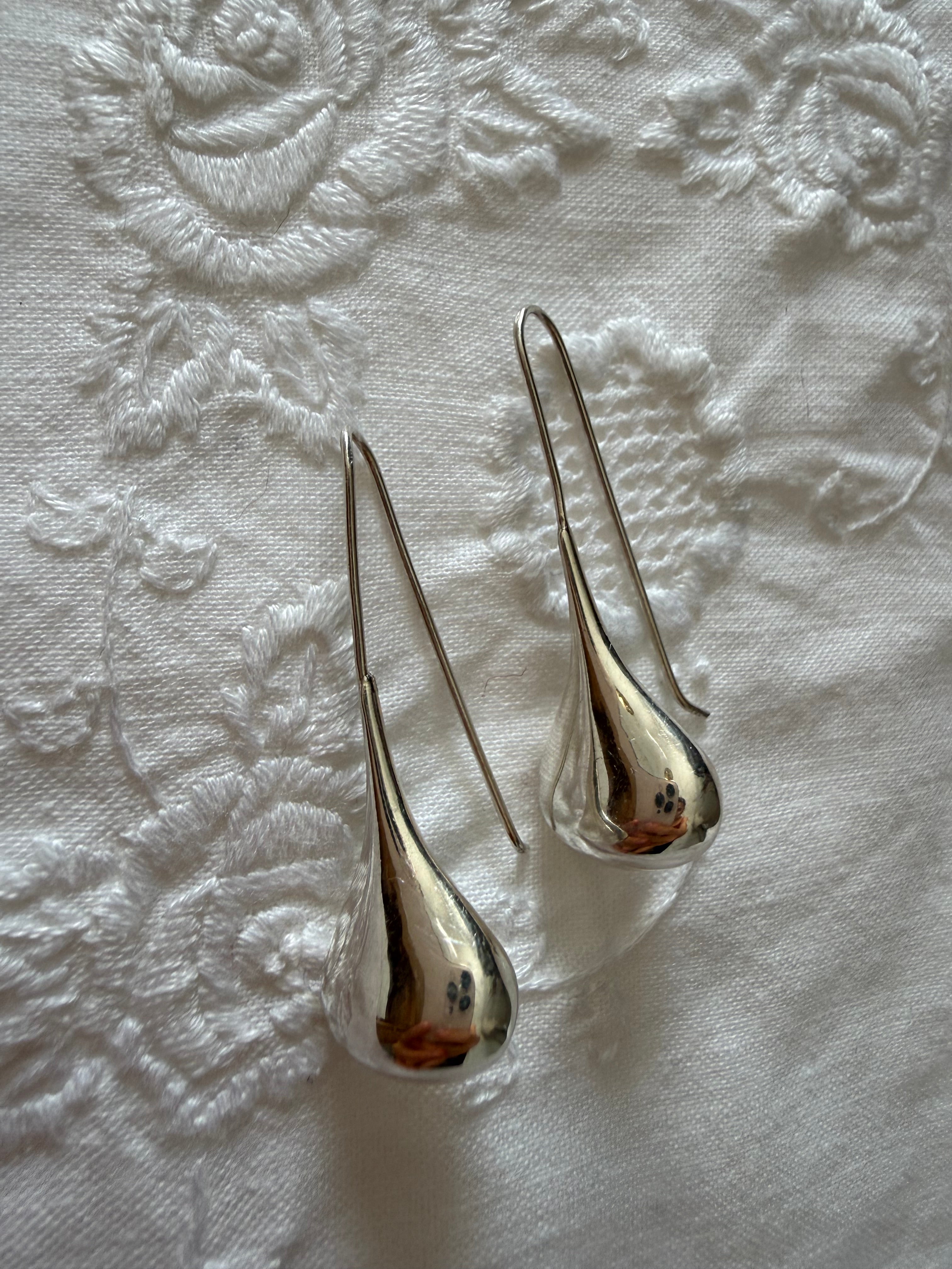 Vintage 925 silver drop earrings teardrop pendants 90s