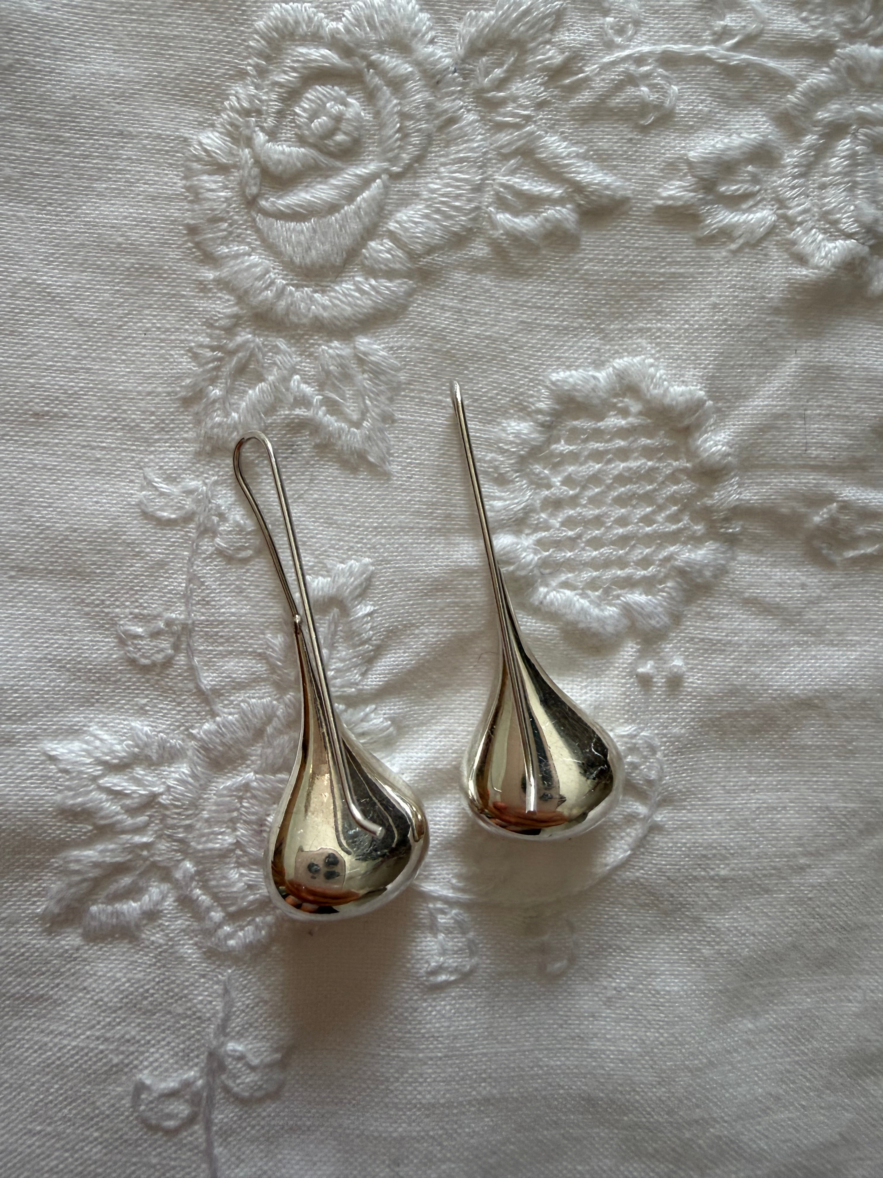 Vintage 925 silver drop earrings teardrop pendants 90s