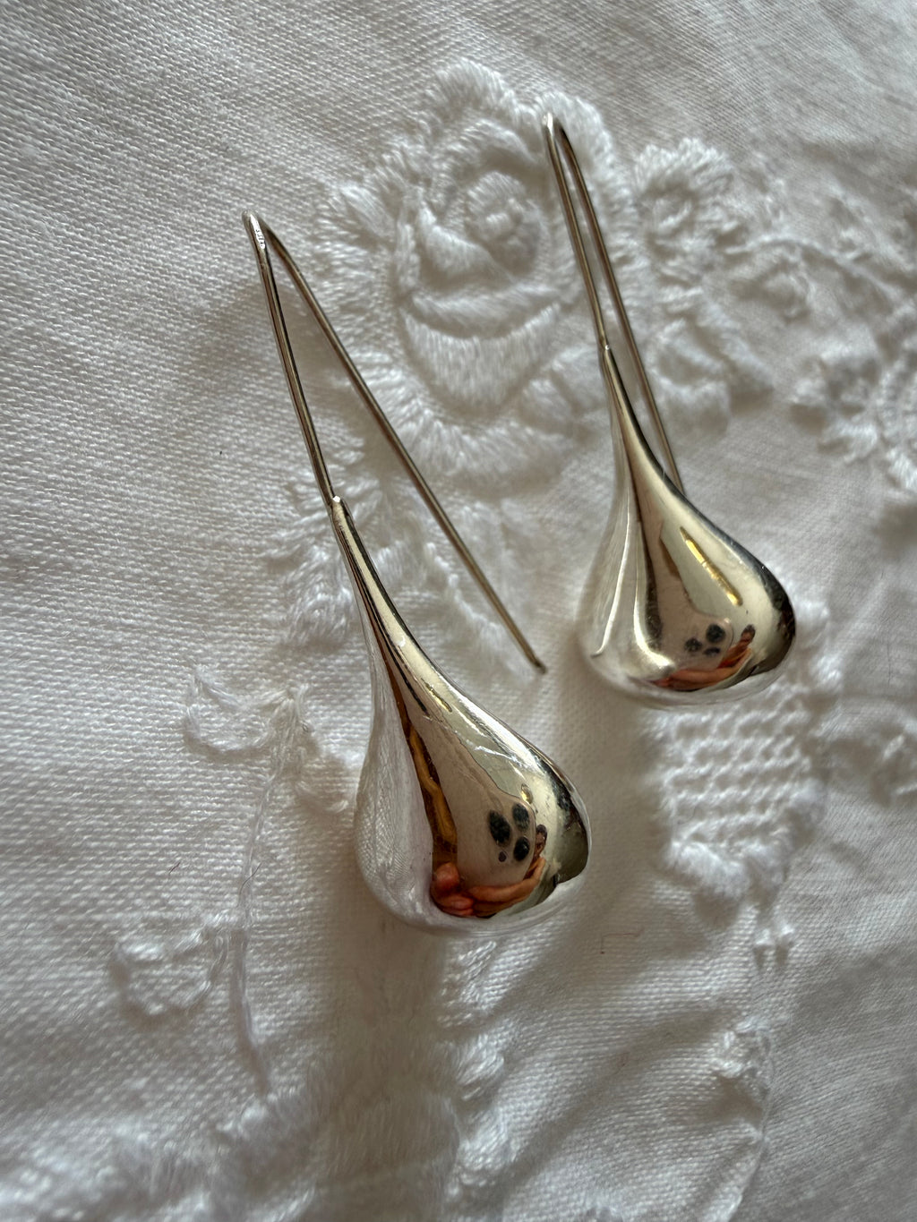 Vintage 925 silver drop earrings teardrop pendants 90s