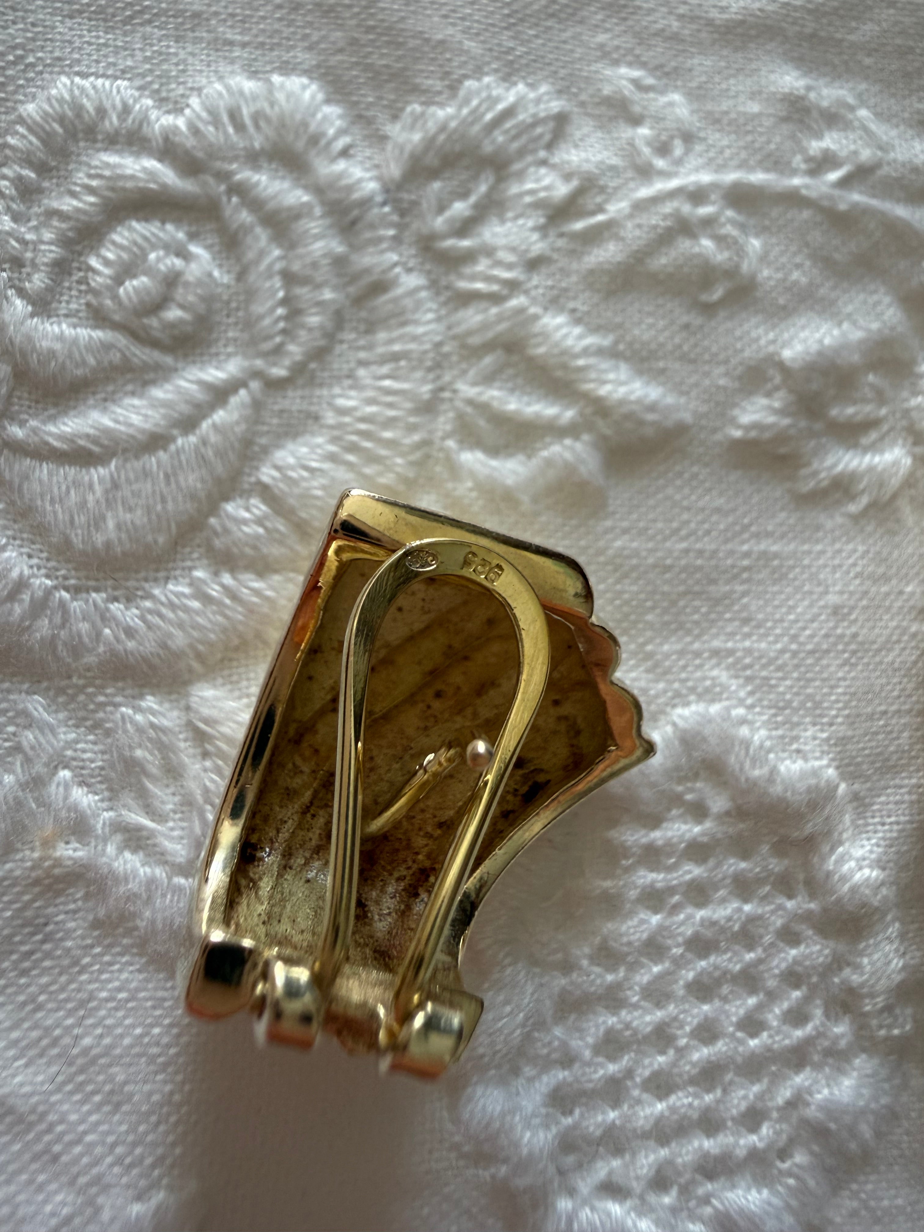 Vintage 925 silver earrings wet in gold