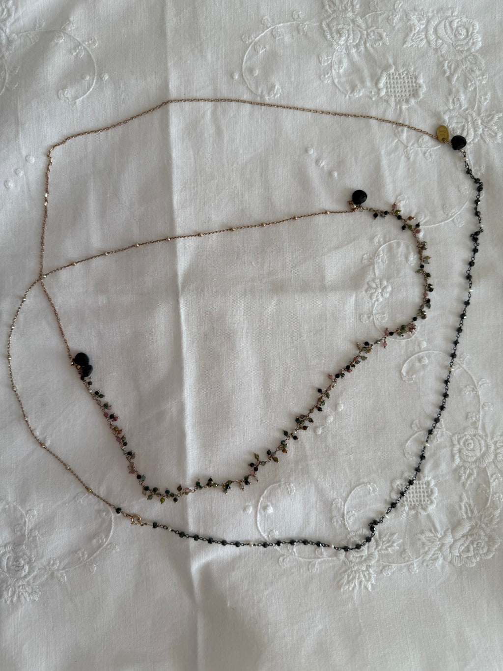 Necklace unique piece semi-precious stone crystals