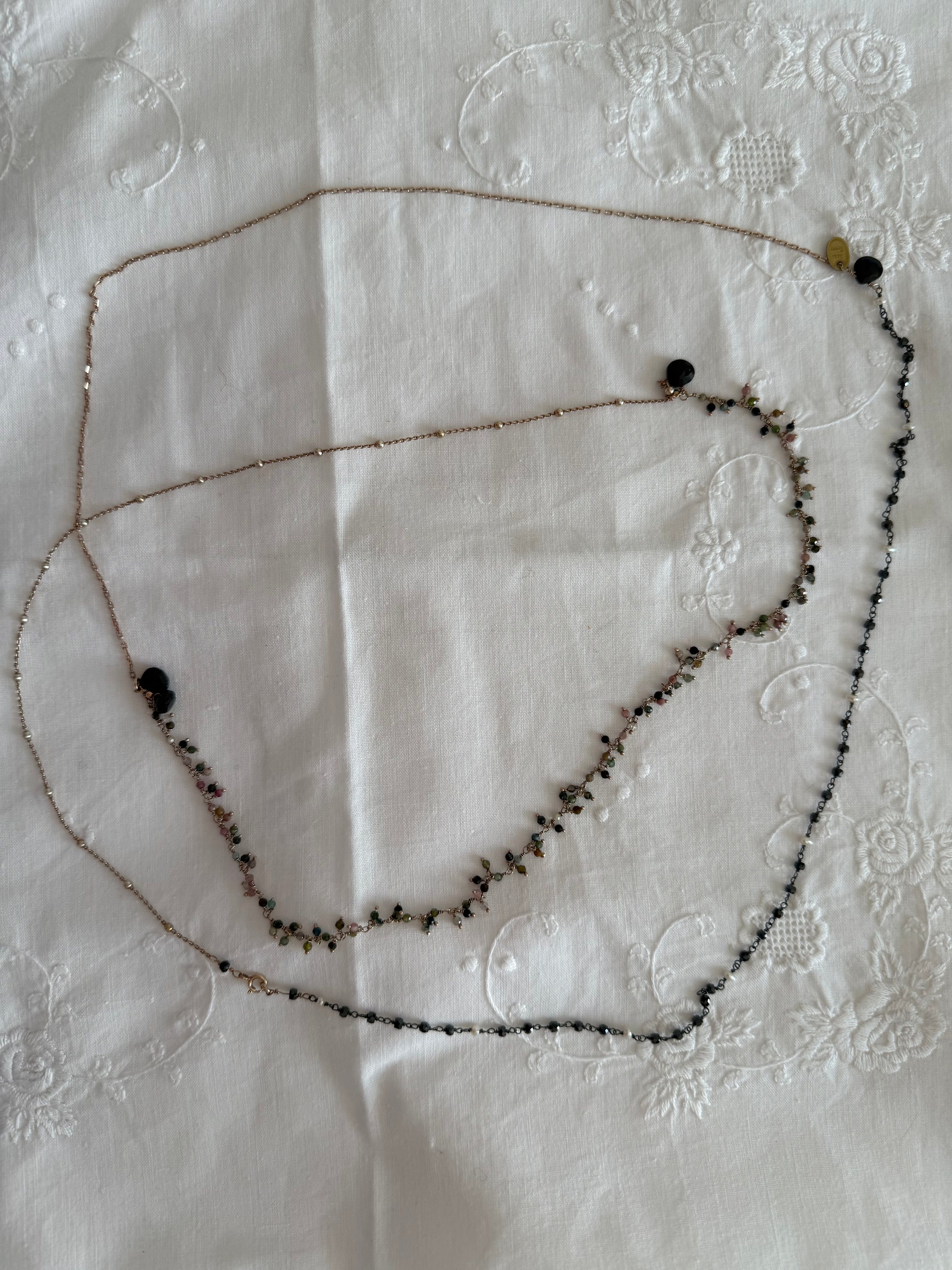 Necklace unique piece semi-precious stone crystals