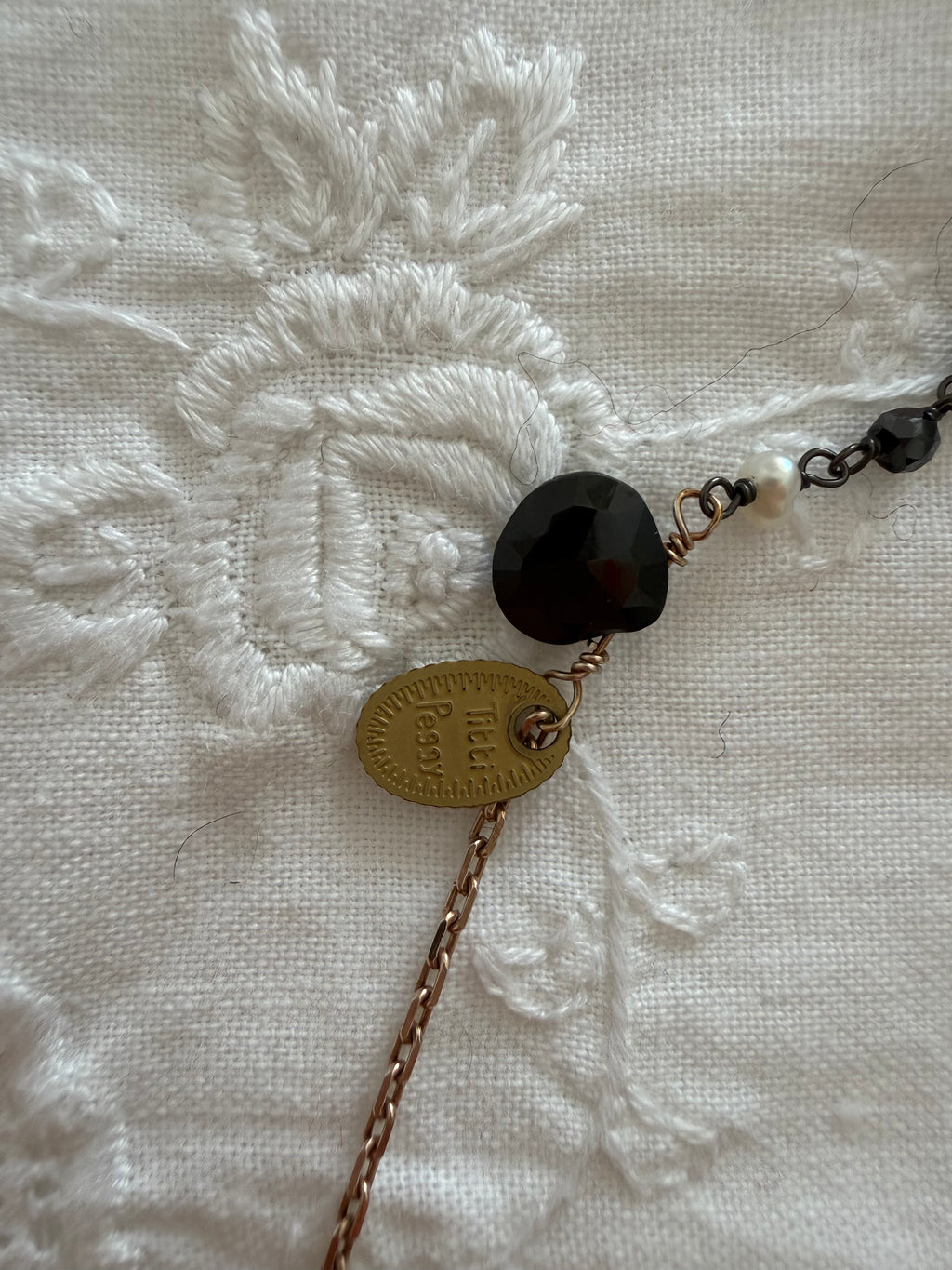 Necklace unique piece semi-precious stone crystals