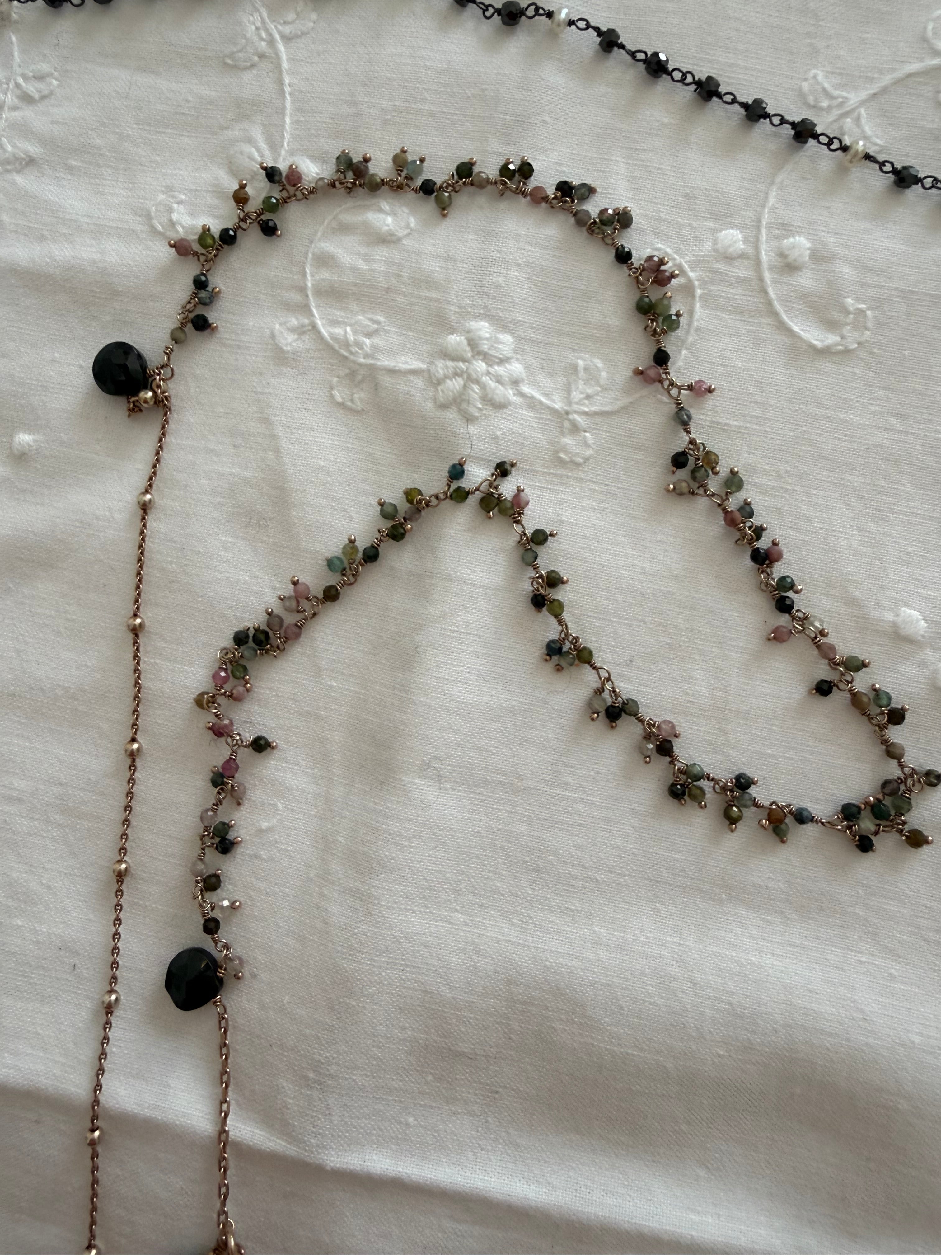 Necklace unique piece semi-precious stone crystals