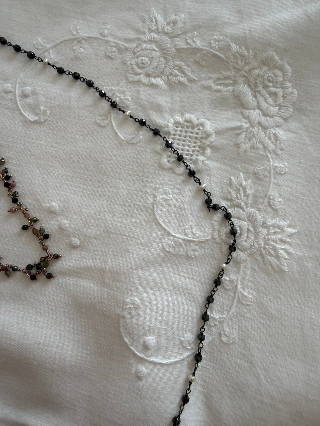 Necklace unique piece semi-precious stone crystals