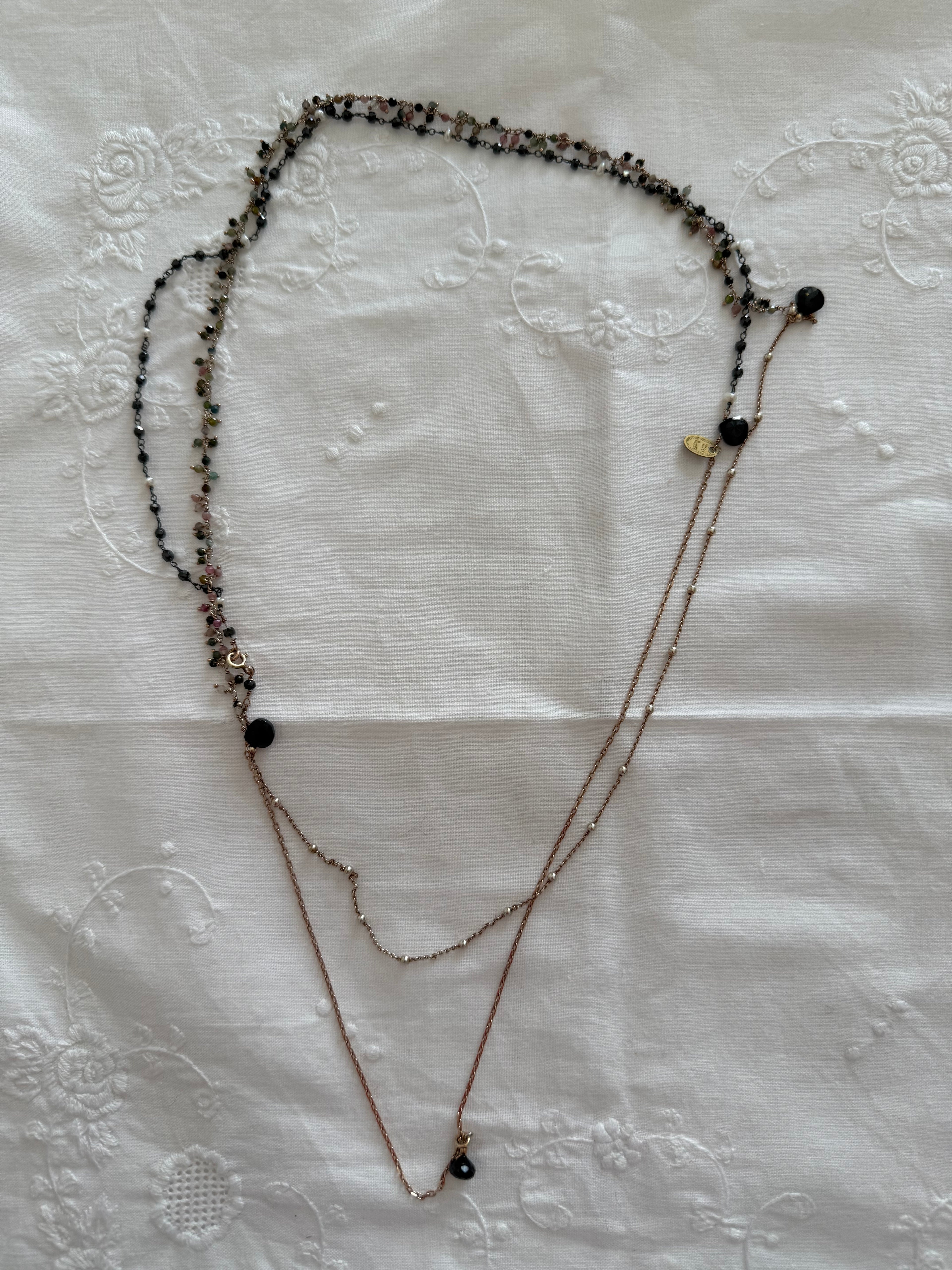 Necklace unique piece semi-precious stone crystals