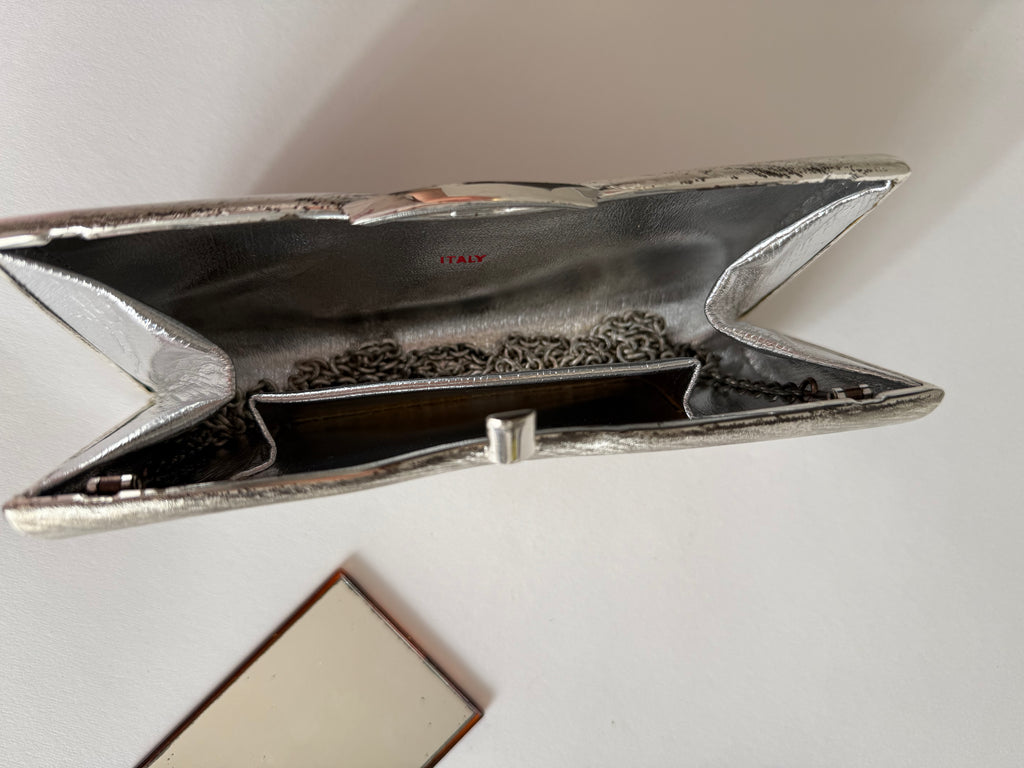 Rodo silver metal clutch