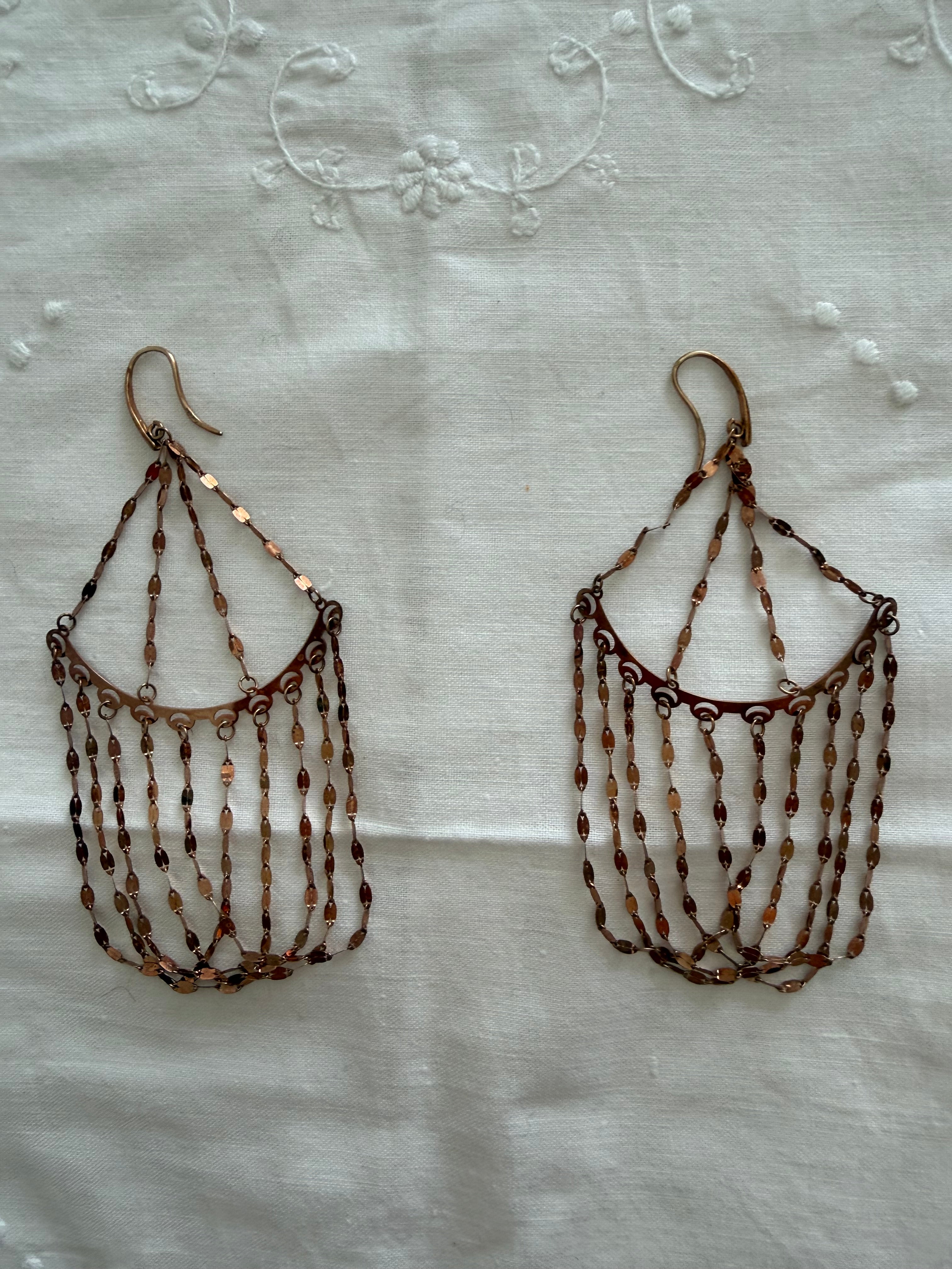 Vintage chandelier gold silver 925 earrings