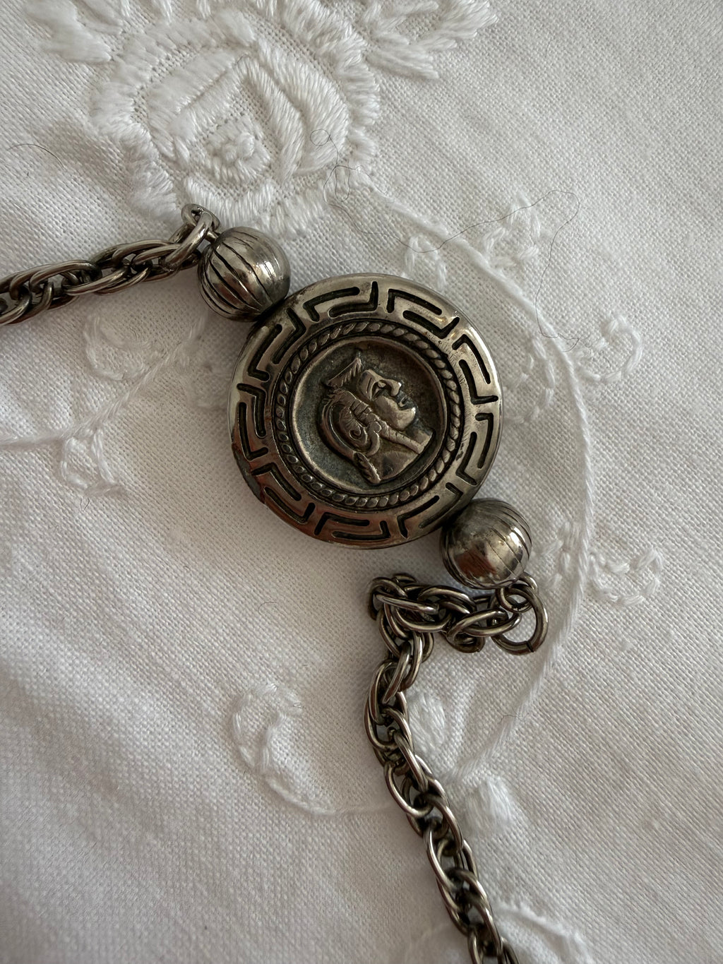 Vintage mother-of-pearl pill necklace