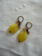 Yellow earrings pendant leaf luck