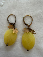 Yellow earrings pendant leaf luck