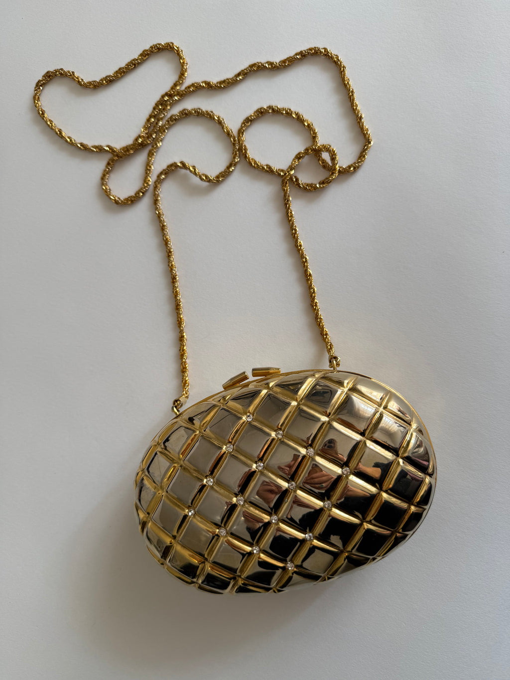 Vintage gold clutch egg strass 80s