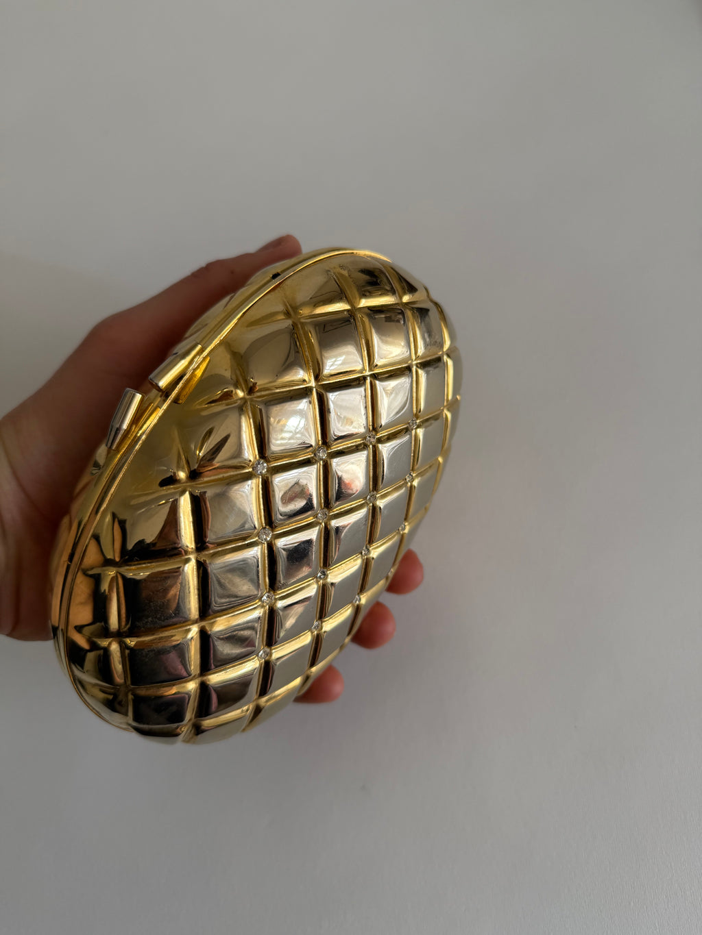 Vintage gold clutch egg strass 80s