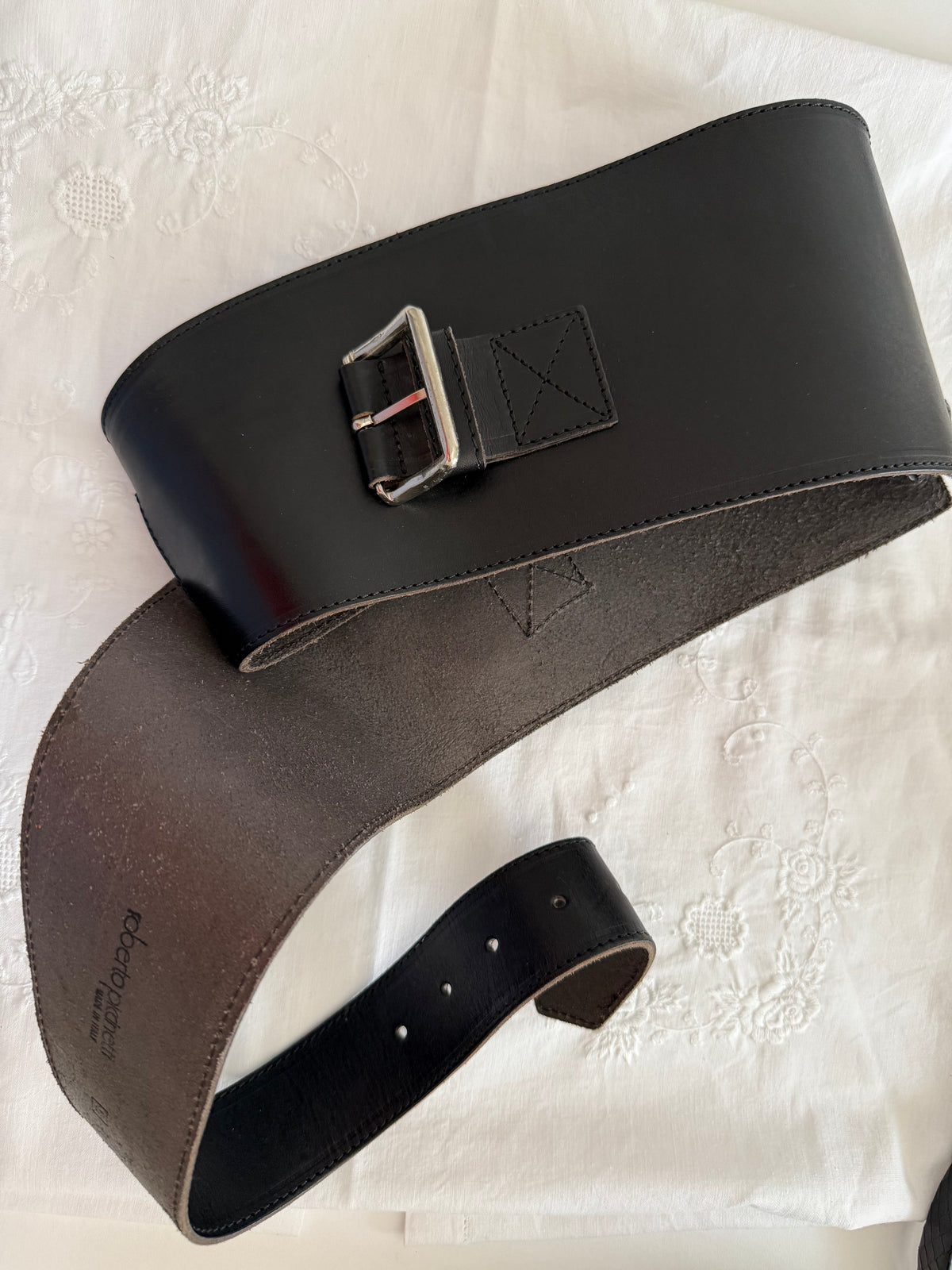 90s black belt wide high waist