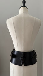 90s black belt wide high waist