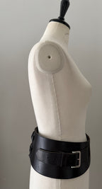 90s black belt wide high waist