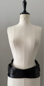 90s black belt wide high waist