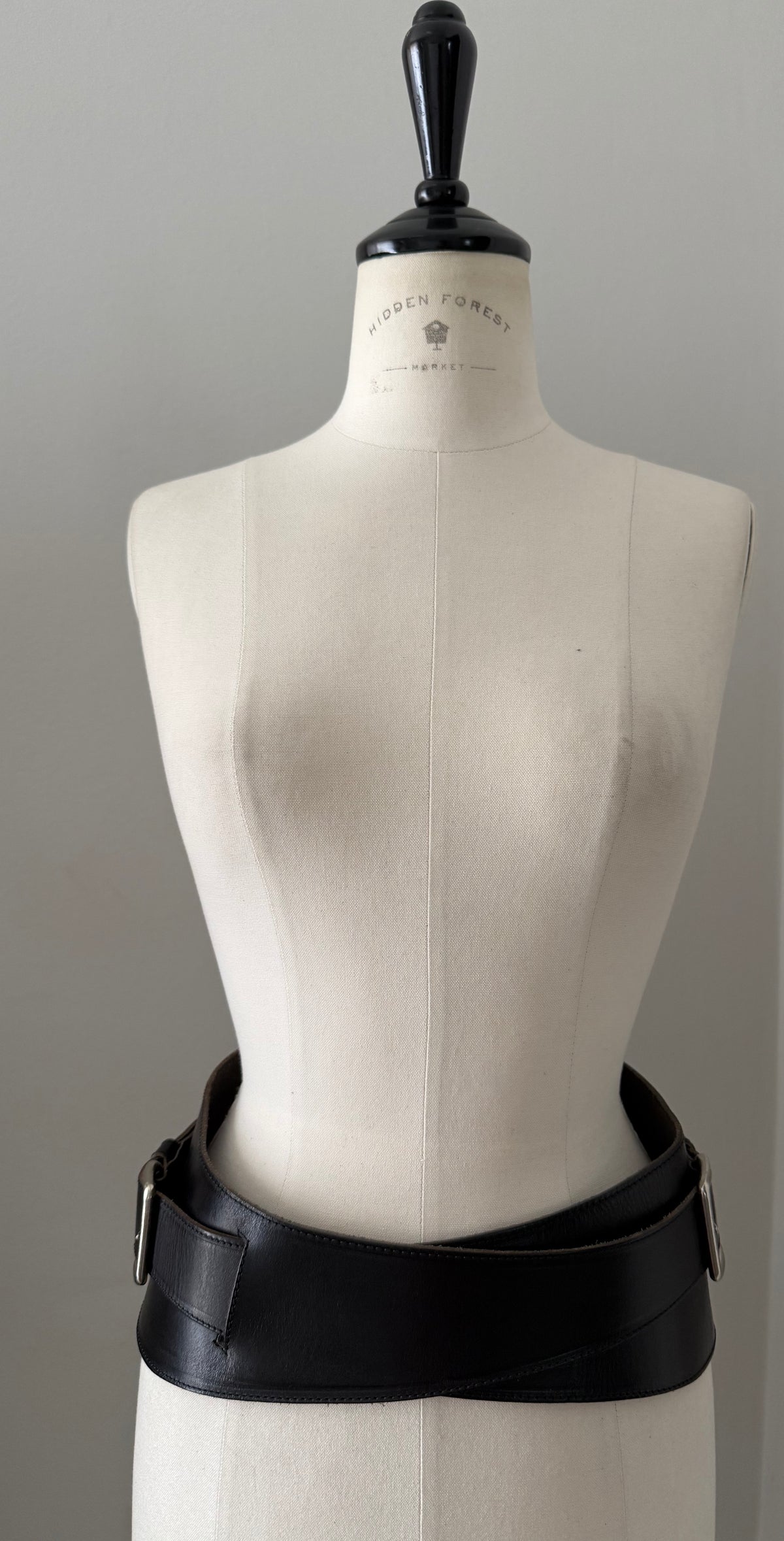 90s black belt wide high waist