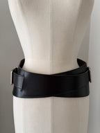 90s black belt wide high waist