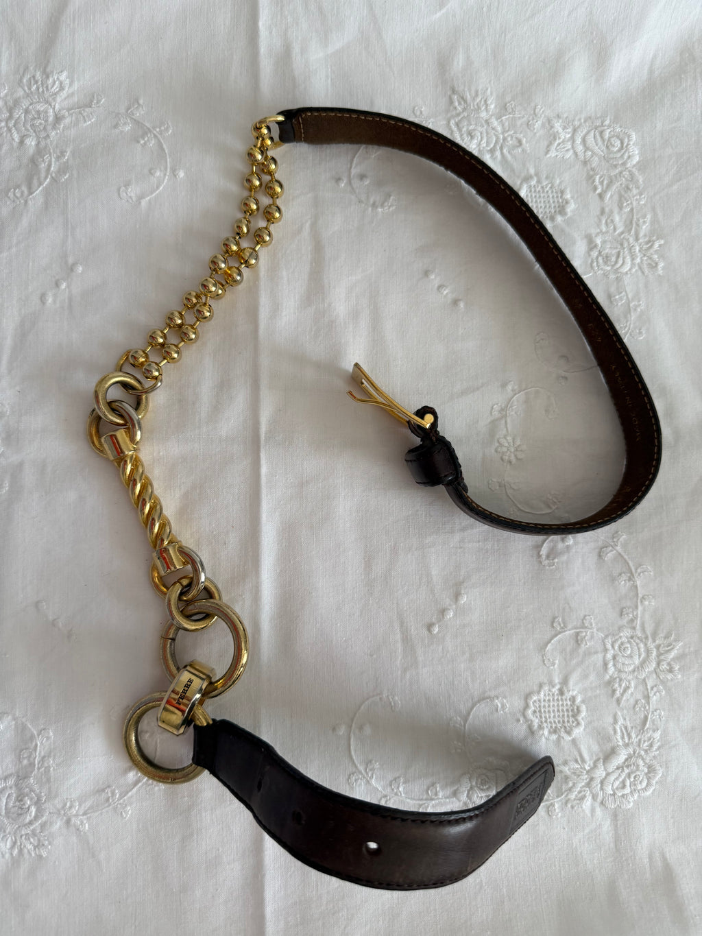 Gianfranco Ferré brown gold chain belt 90s