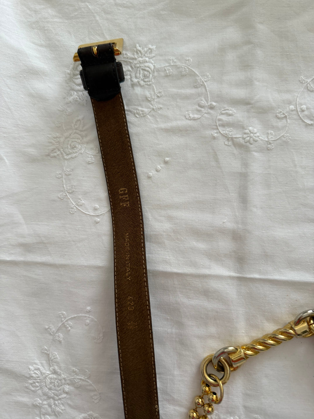 Gianfranco Ferré brown gold chain belt 90s