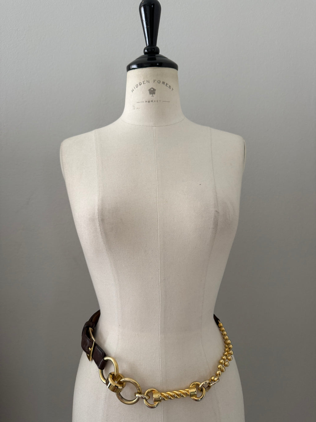 Gianfranco Ferré brown gold chain belt 90s