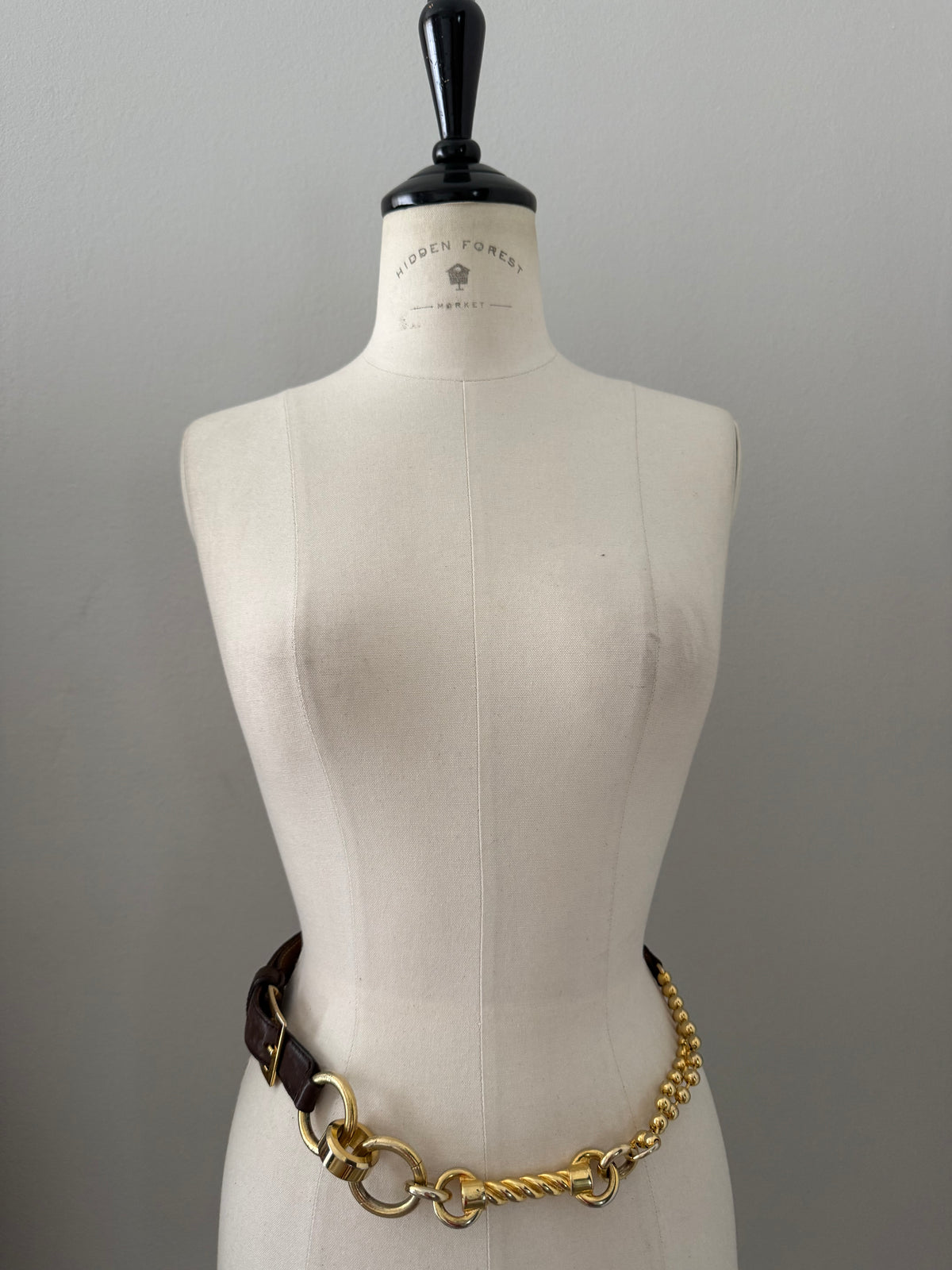Gianfranco Ferré brown gold chain belt 90s