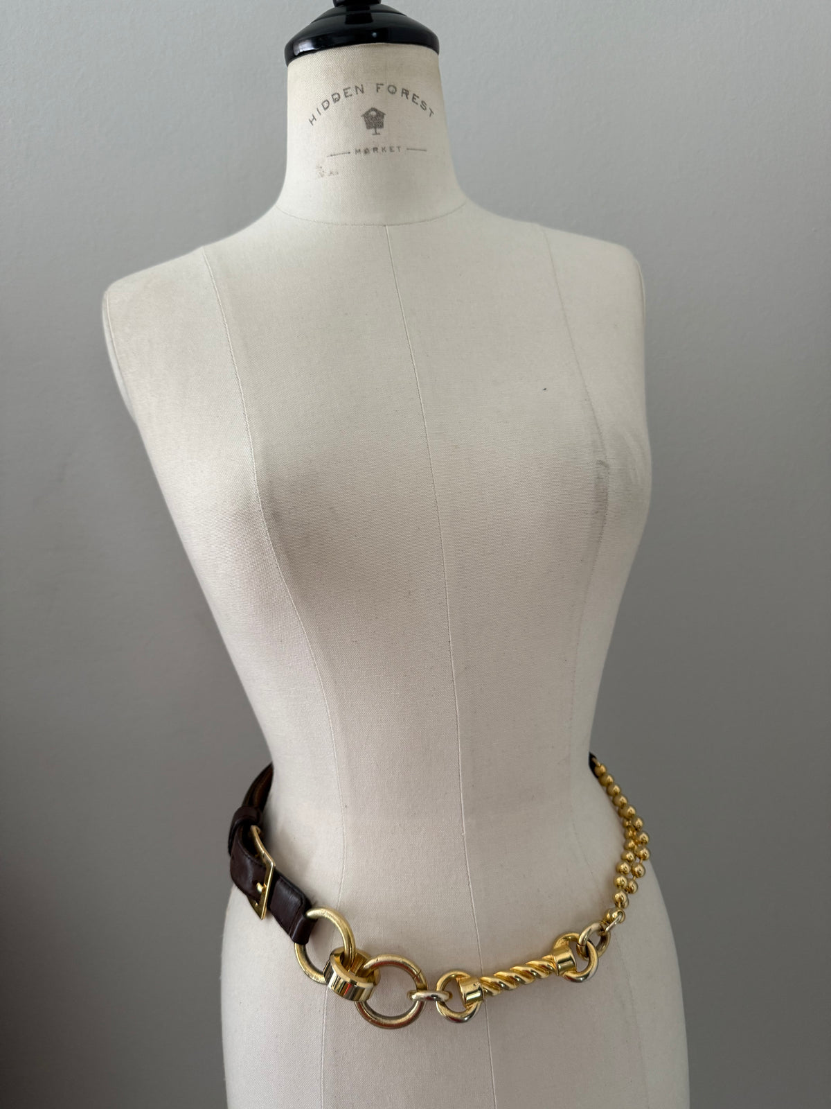Gianfranco Ferré brown gold chain belt 90s