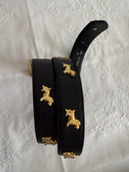 Vintage black belt gold dog
