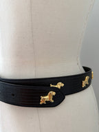 Vintage black belt gold dog