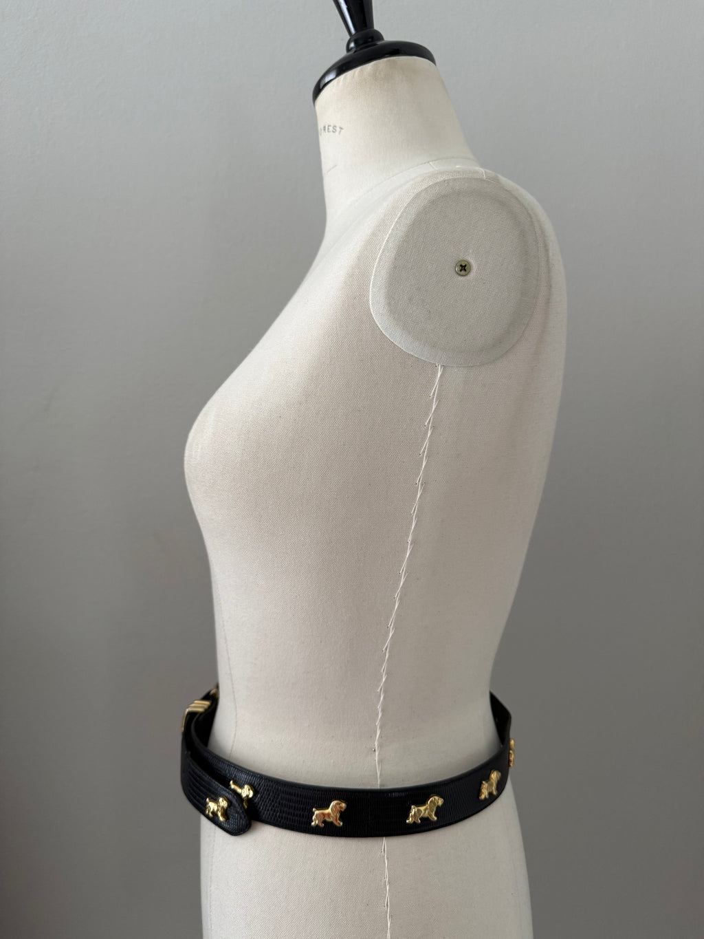Vintage black belt gold dog