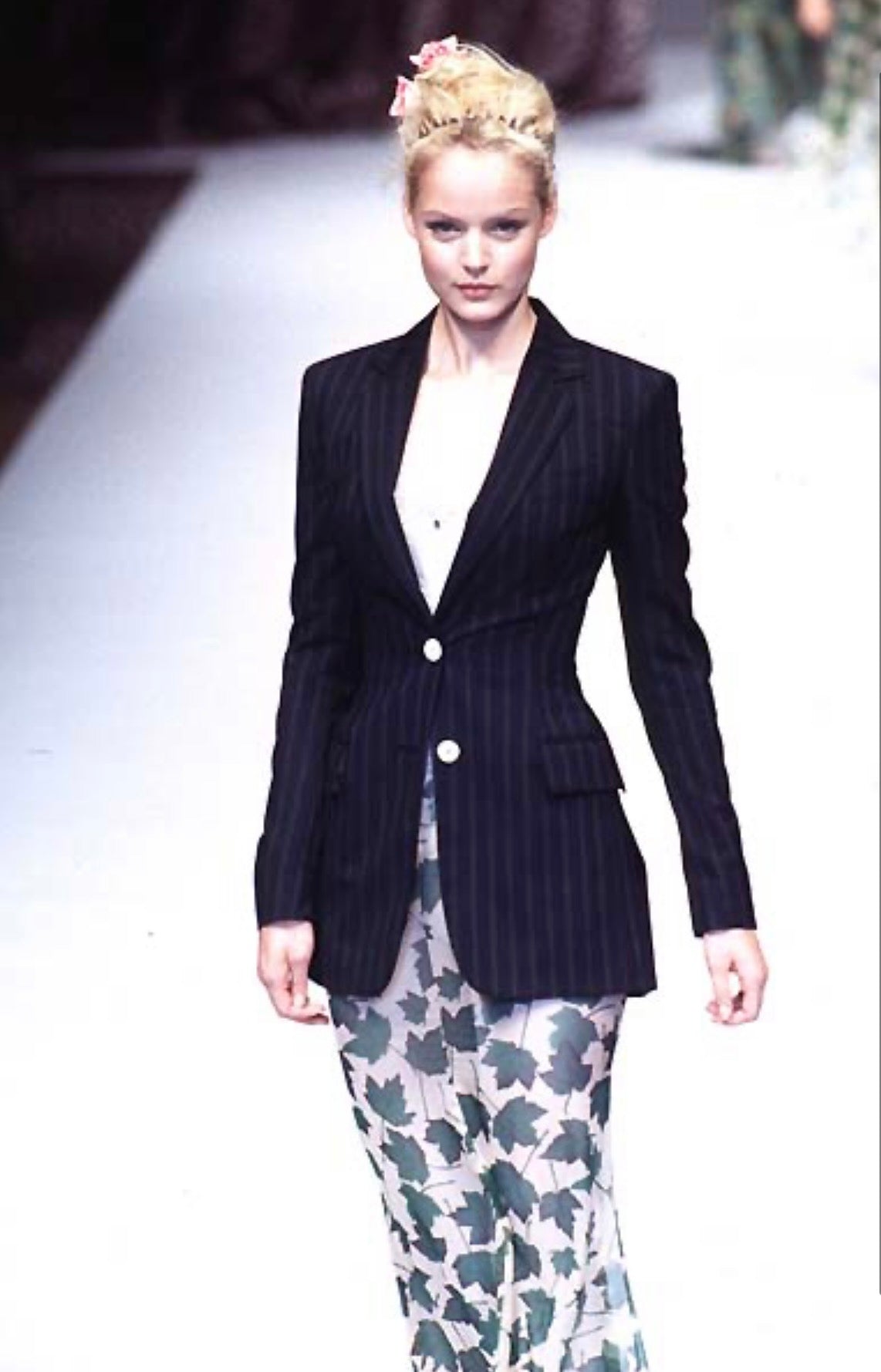 Dolce & Gabbana SS 1997 Runway midi skirt print leaves