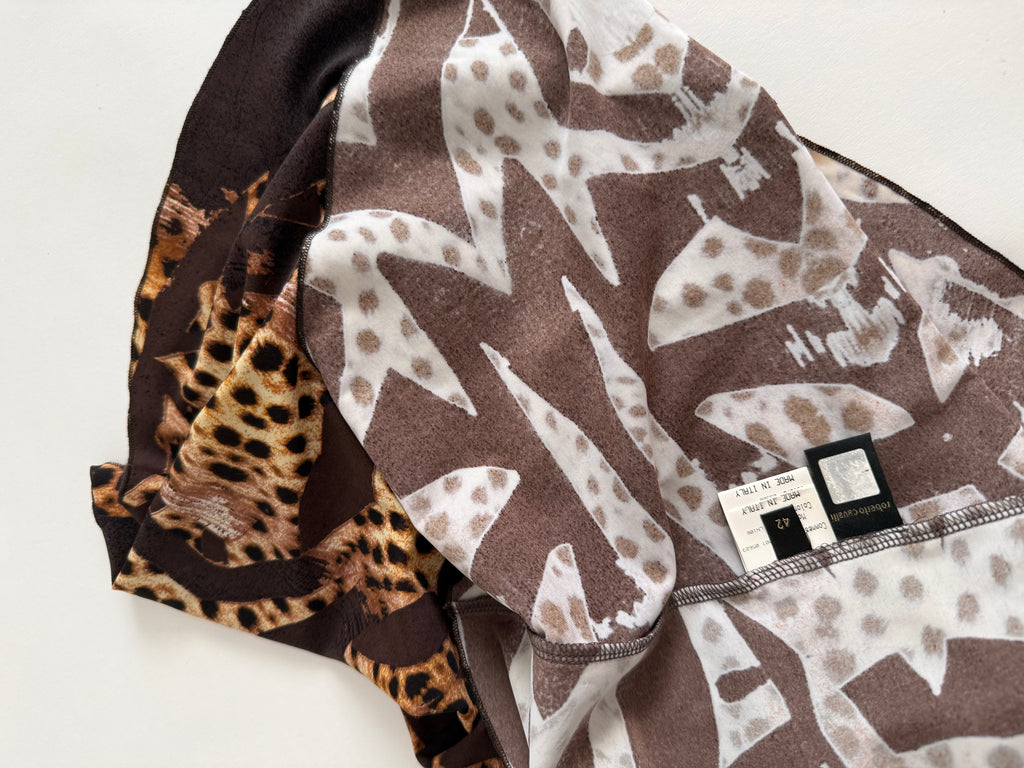 Roberto Cavalli 2007 leo brown mini dress