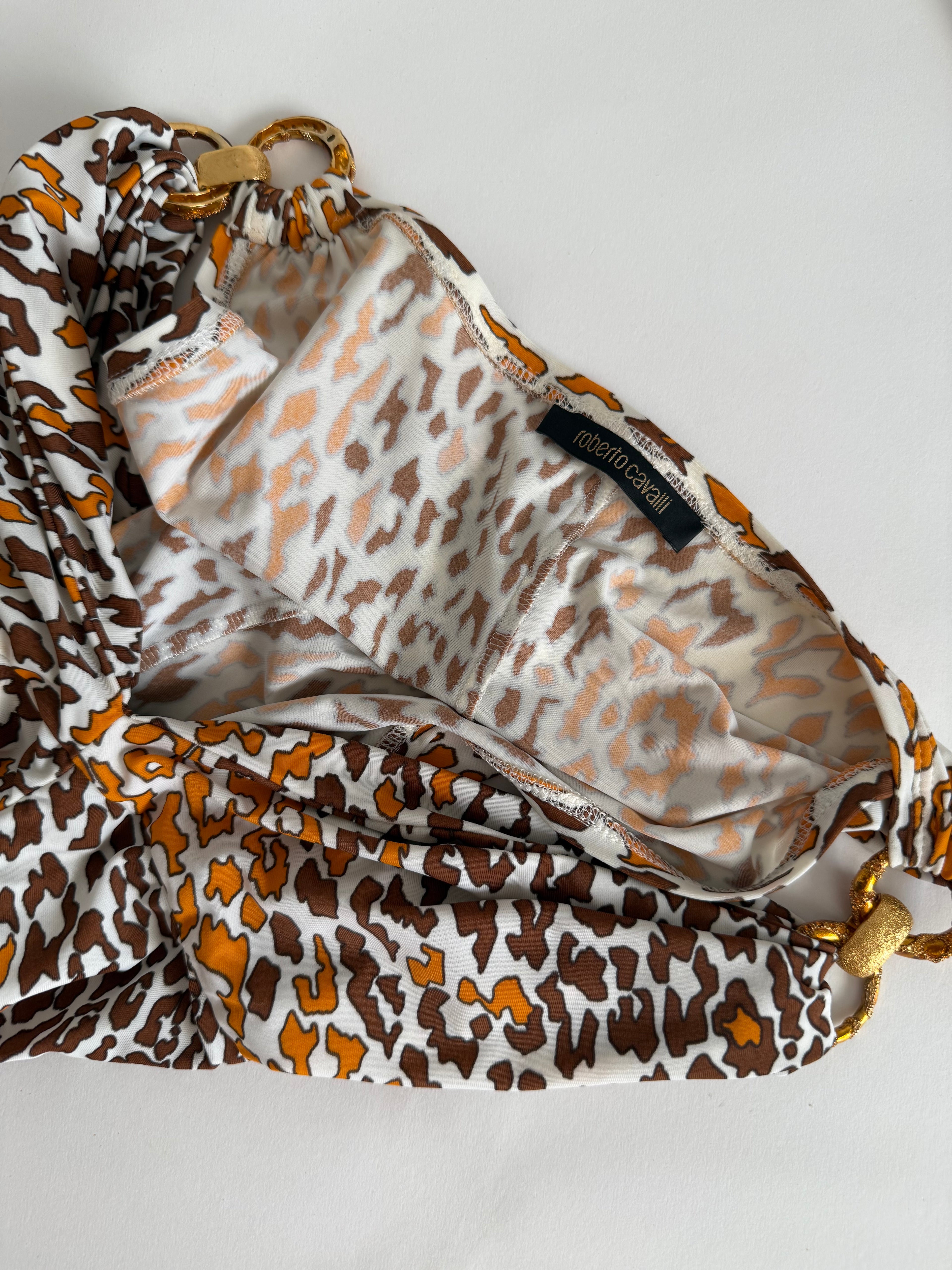 Roberto Cavalli SS 2006 orange brown mini dress