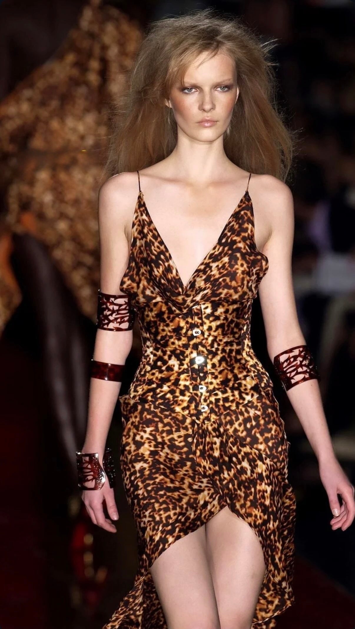 Roberto Cavalli SS 2003 Runway tortoiseshell print silk dress
