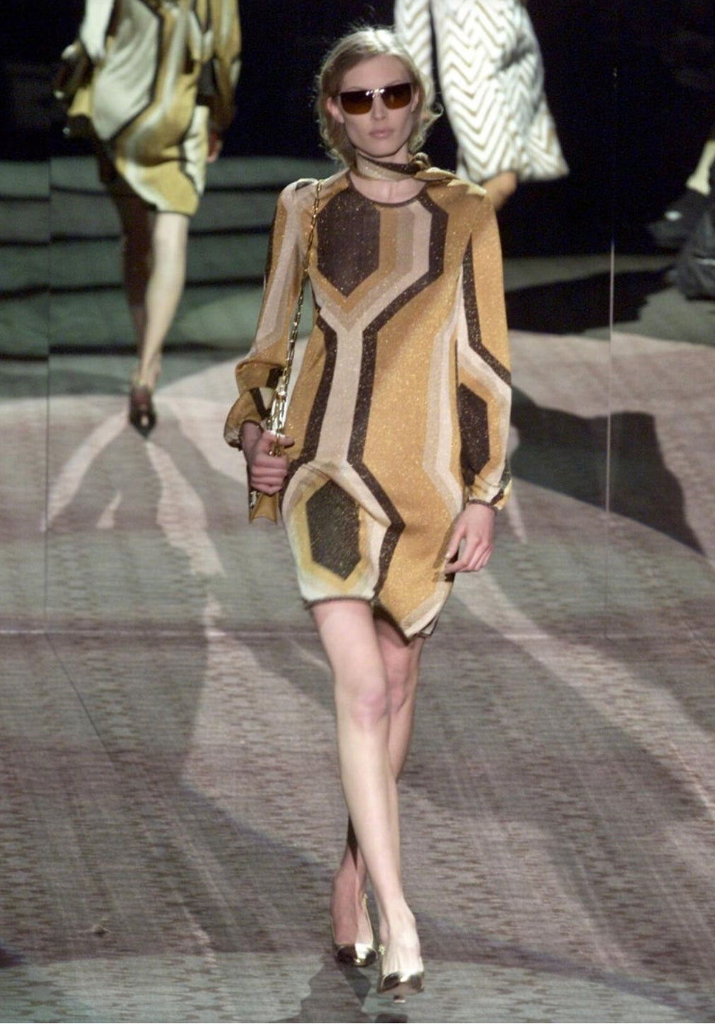 Gucci FW 2000 Runway gold Kaleidoscope dress by Tom Ford