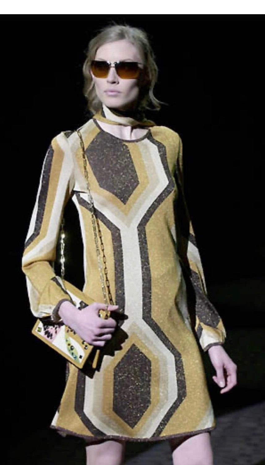 Gucci FW 2000 Runway gold Kaleidoscope dress by Tom Ford