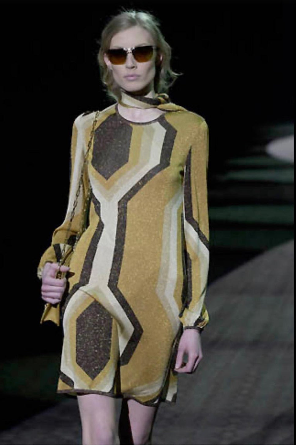 Gucci FW 2000 Runway gold Kaleidoscope dress by Tom Ford