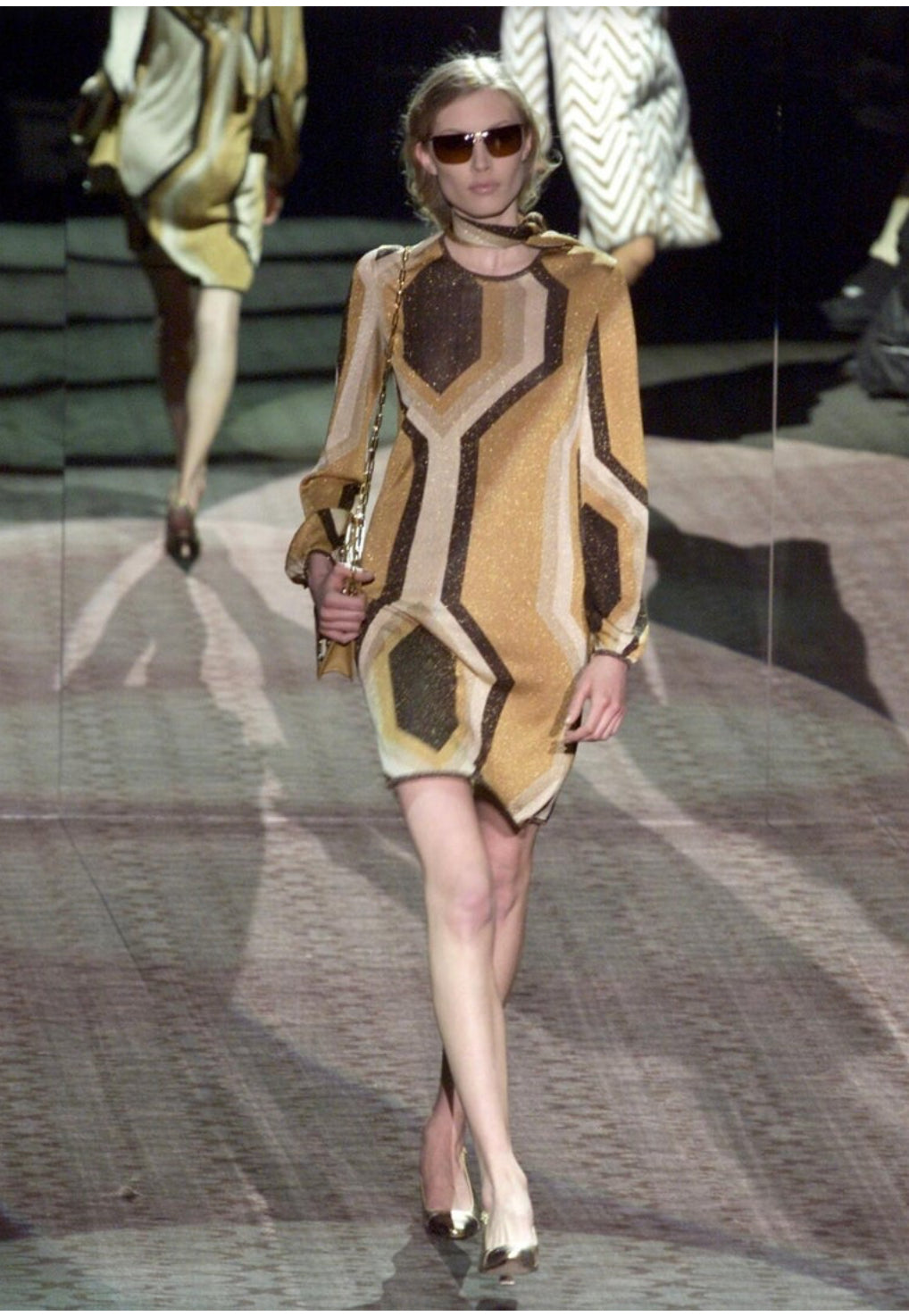 Gucci FW 2000 Runway gold Kaleidoscope dress by Tom Ford