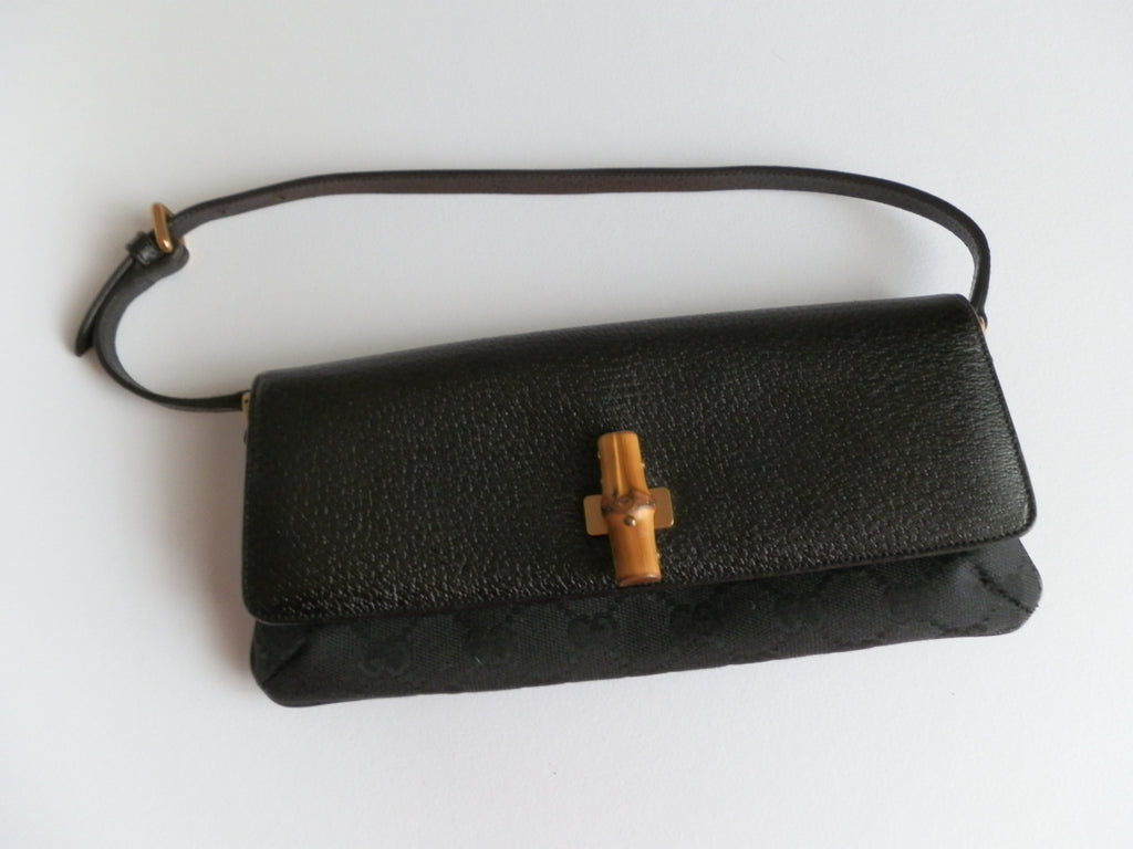 Gucci black pochette bambù