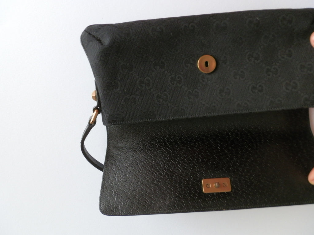 Gucci black pochette bambù