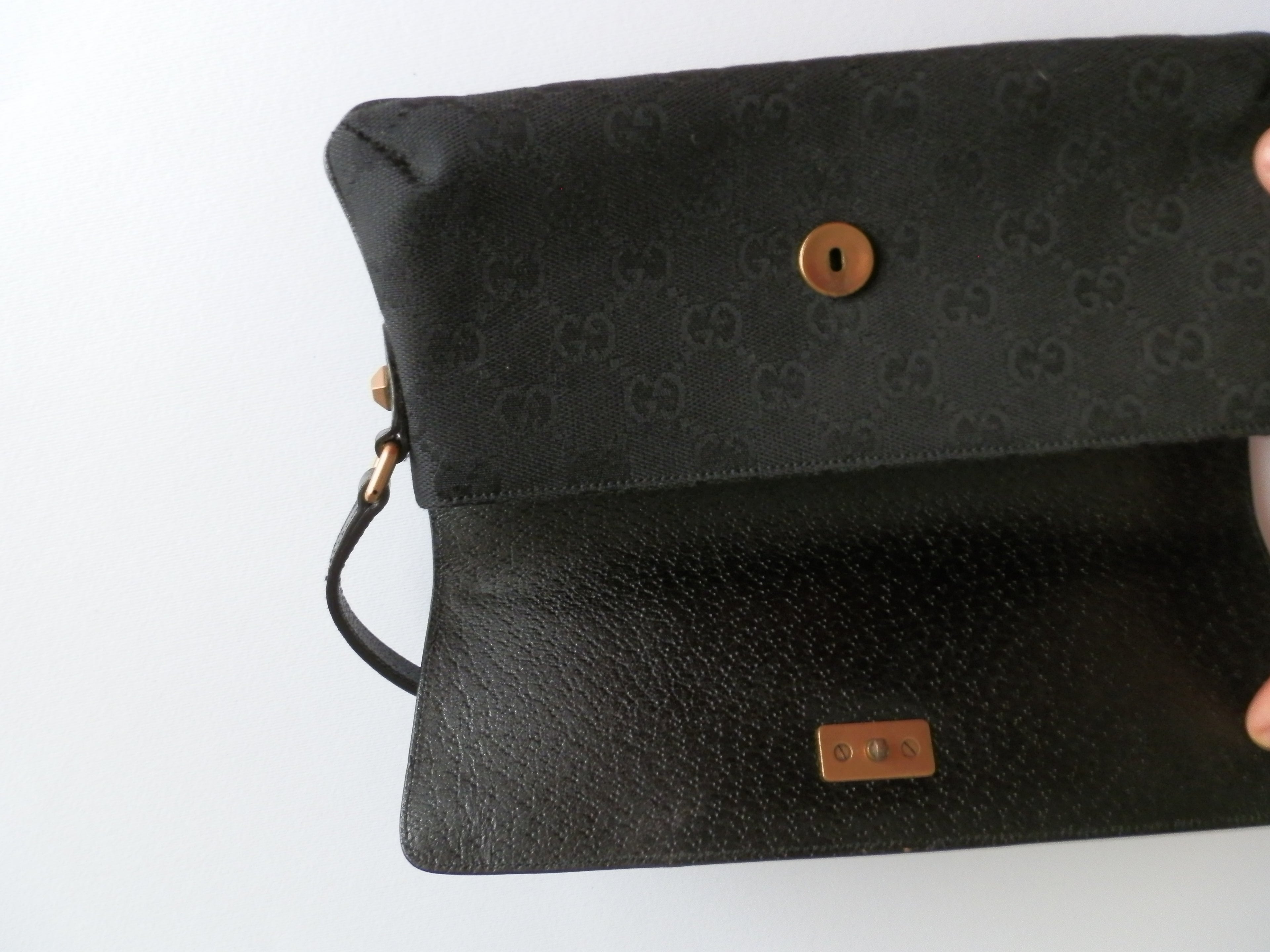 Gucci black pochette bambù