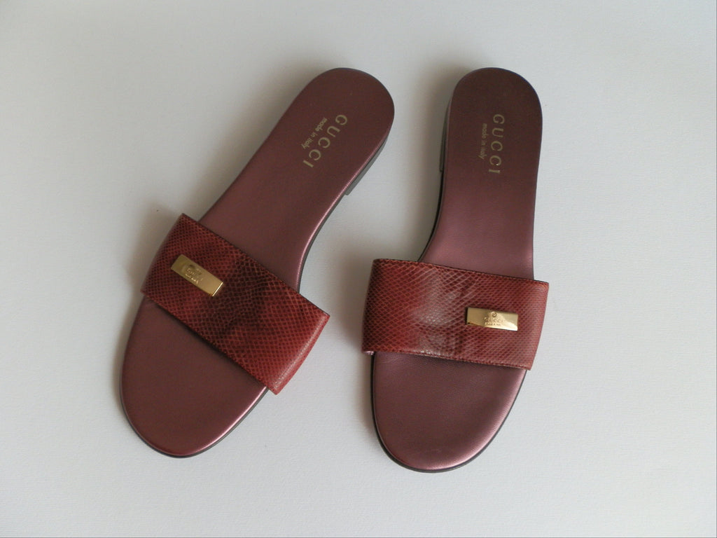 Gucci lizard flat sandals