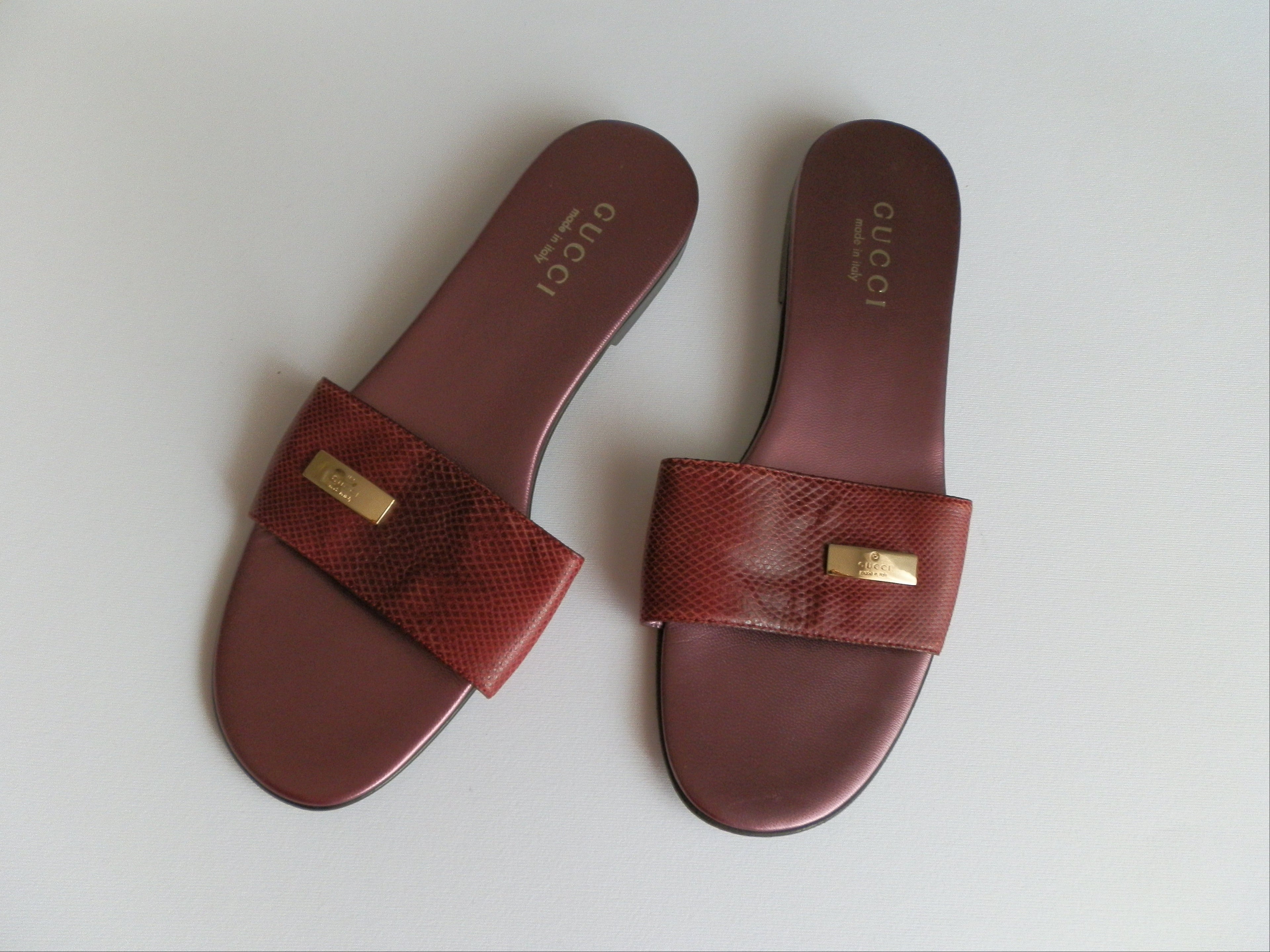 Gucci lizard flat sandals