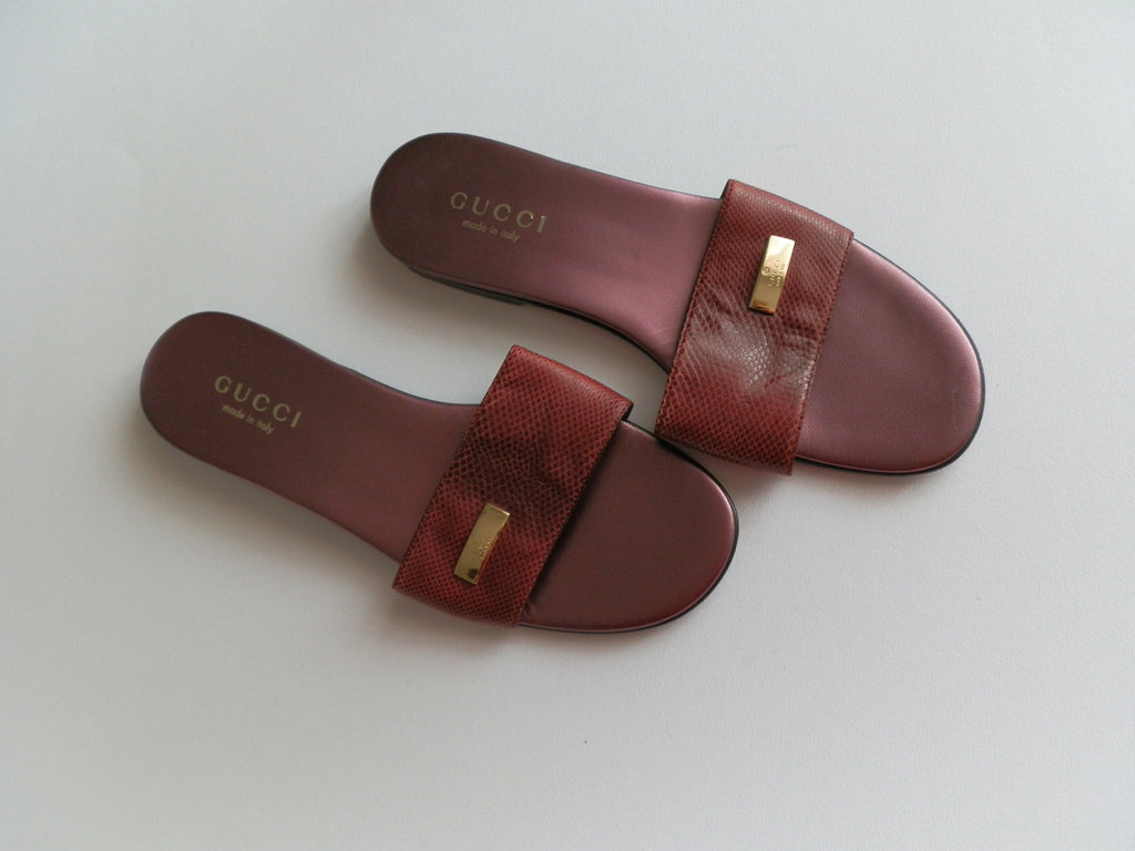Gucci lizard flat sandals