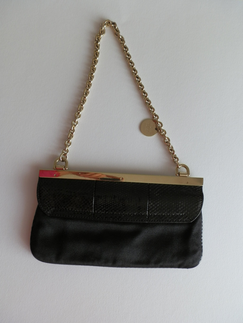Gucci satin and snake leather pochette