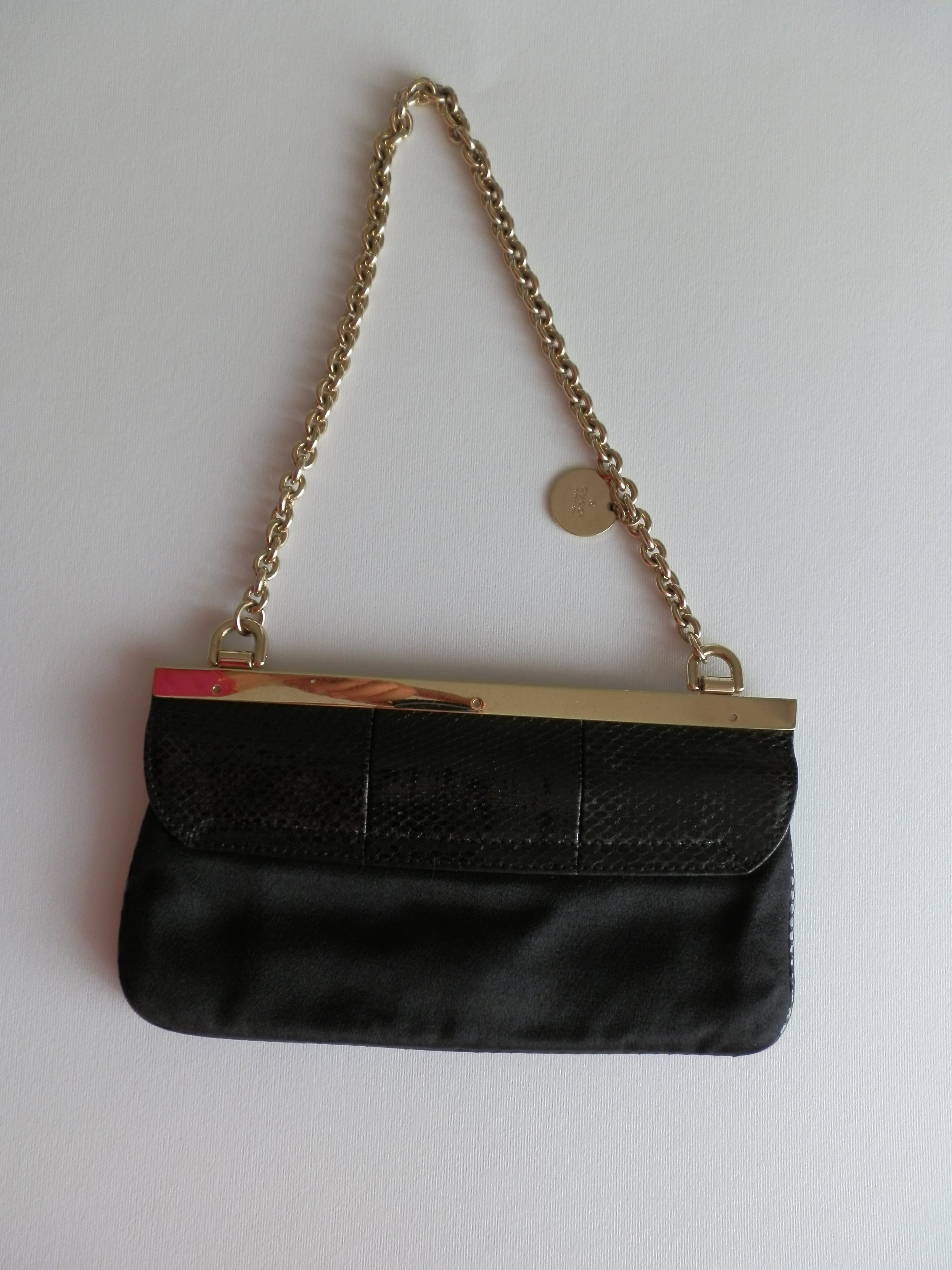 Gucci satin and snake leather pochette