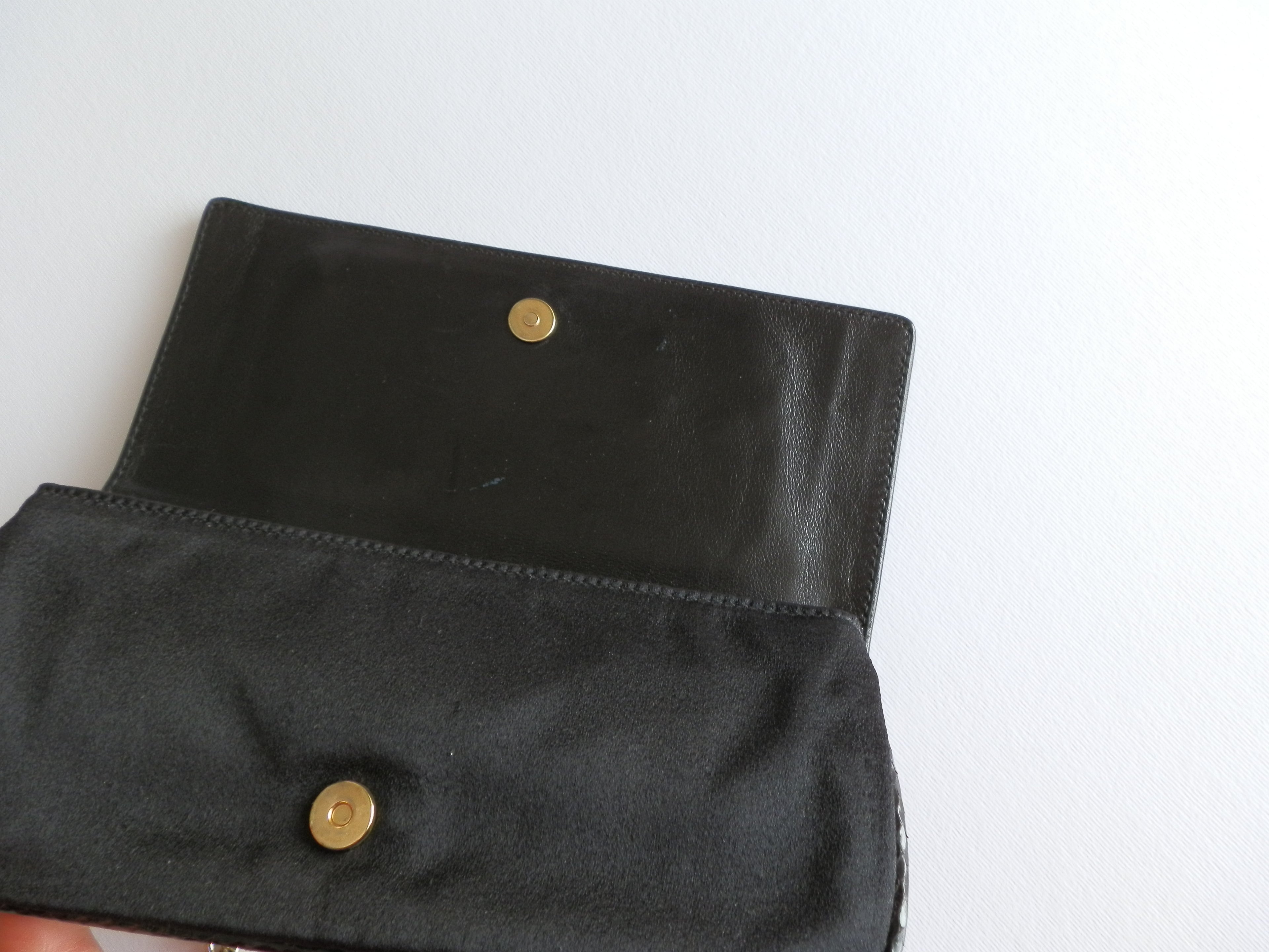Gucci satin and snake leather pochette