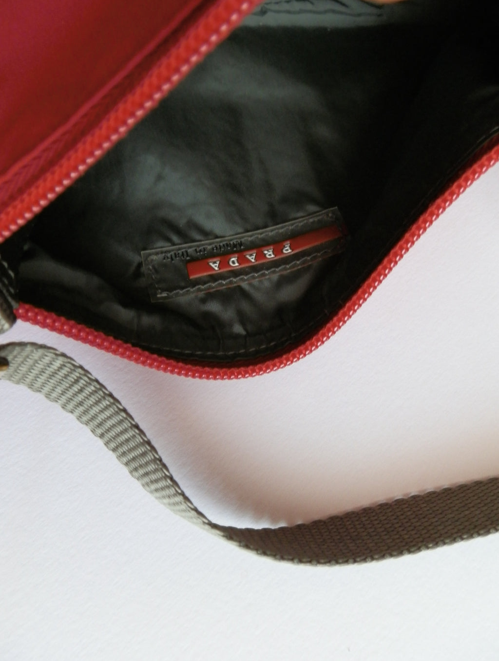 Prada red nylon mini bag